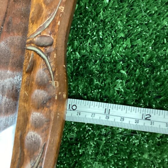 Vintage Mexican Hand Carved Wood Tray with Glass & Handles - Picture 12 of 12